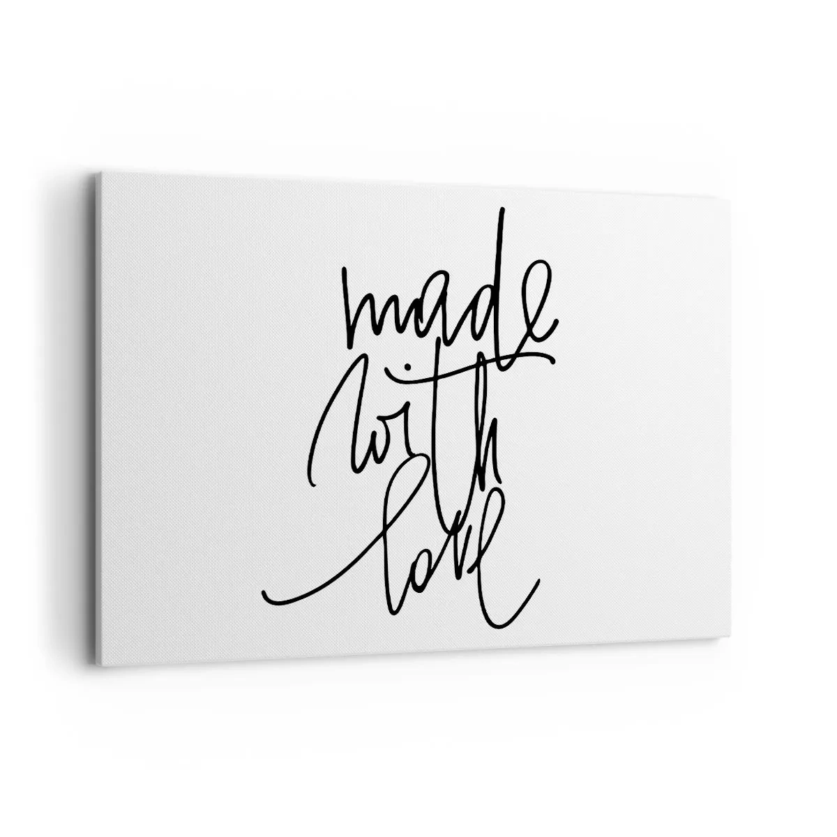 Bild auf Leinwand - Leinwandbild - Schwarze Aufschrift „Made with love“ auf weißem Hintergrund - 120x80cm - Die beste Marke - Moderne Wanddekoration für Wohnzimmer und Schlafzimmer ARTTOR