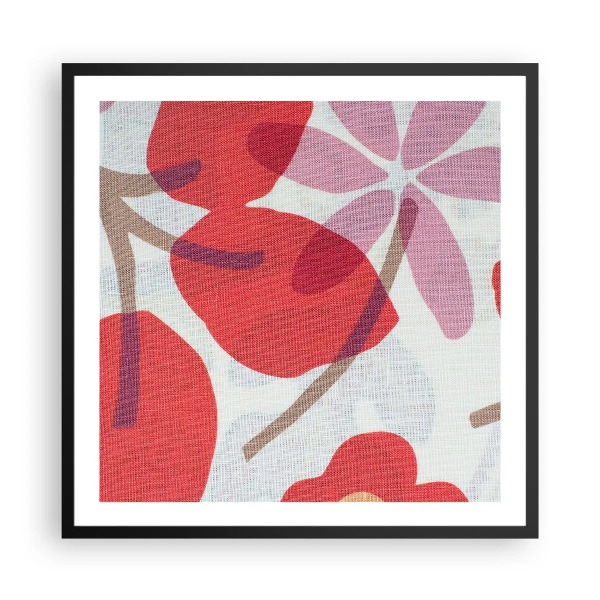 Poster in einem schwarzem Rahmen - Blumenarrangement in Rosa - 60x60 cm