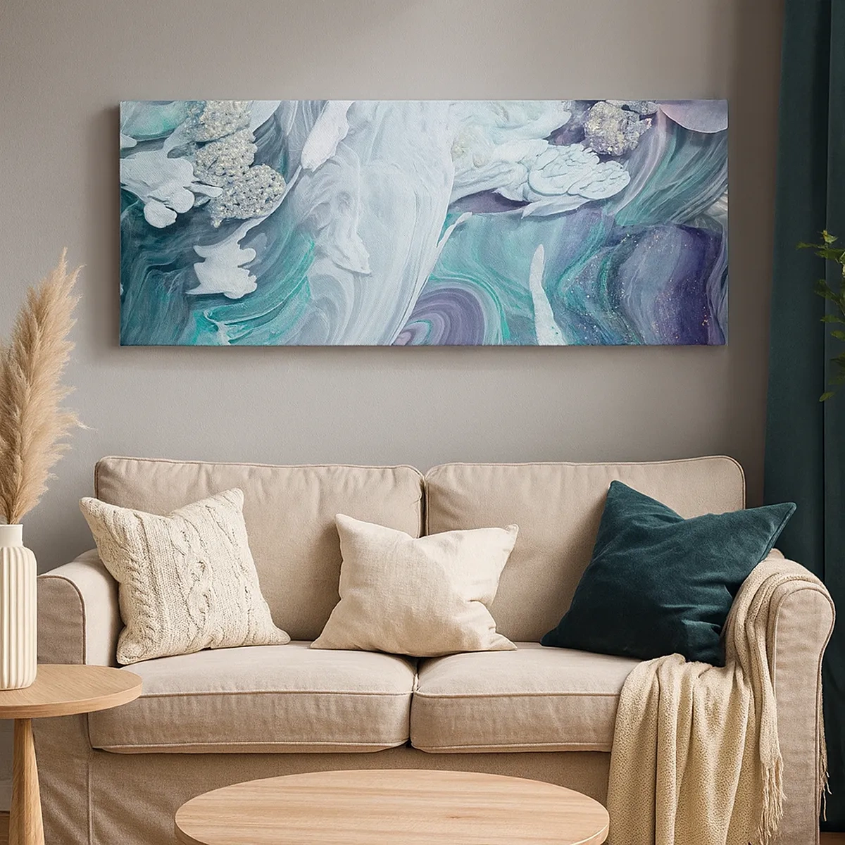 Bild auf Leinwand - Leinwandbild - Strömungen von Himmelblau - 30x30 cm