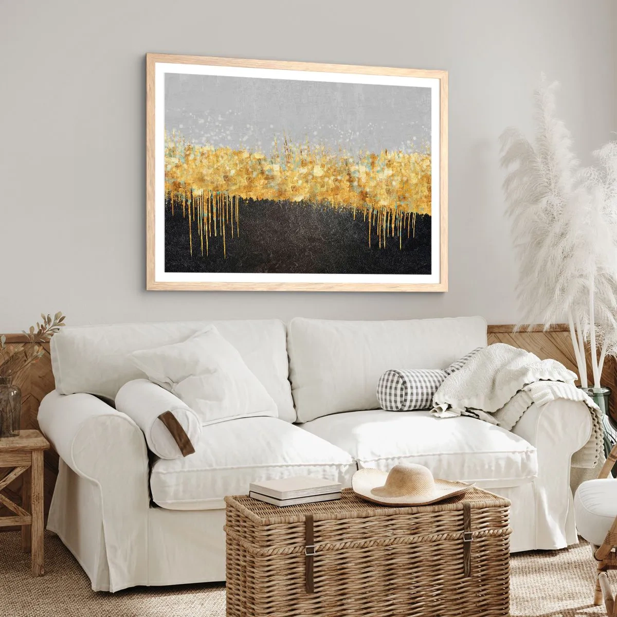 Poster in einem Rahmen aus heller Eiche - Nach innen und nach oben - 100x70 cm