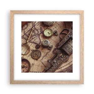 Poster in einem Rahmen aus heller Eiche - Das Abenteuer ruft - 30x30 cm