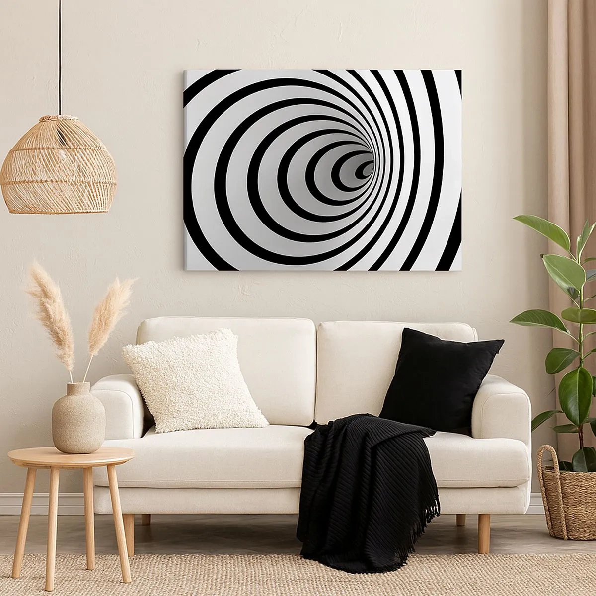 Bild auf Leinwand - Leinwandbild - Eine schwarz-weiße Spirale mit hypnotischer Wirkung - 70x50cm - Sie können dem auch nicht widerstehen? - Moderne Wanddekoration für Wohnzimmer und Schlafzimmer ARTTOR