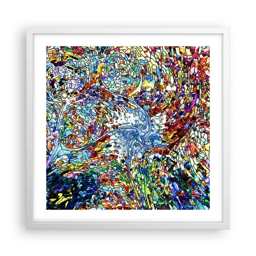 Poster in einem weißen Rahmen - Glasmalerei Wassertropfen - 50x50 cm