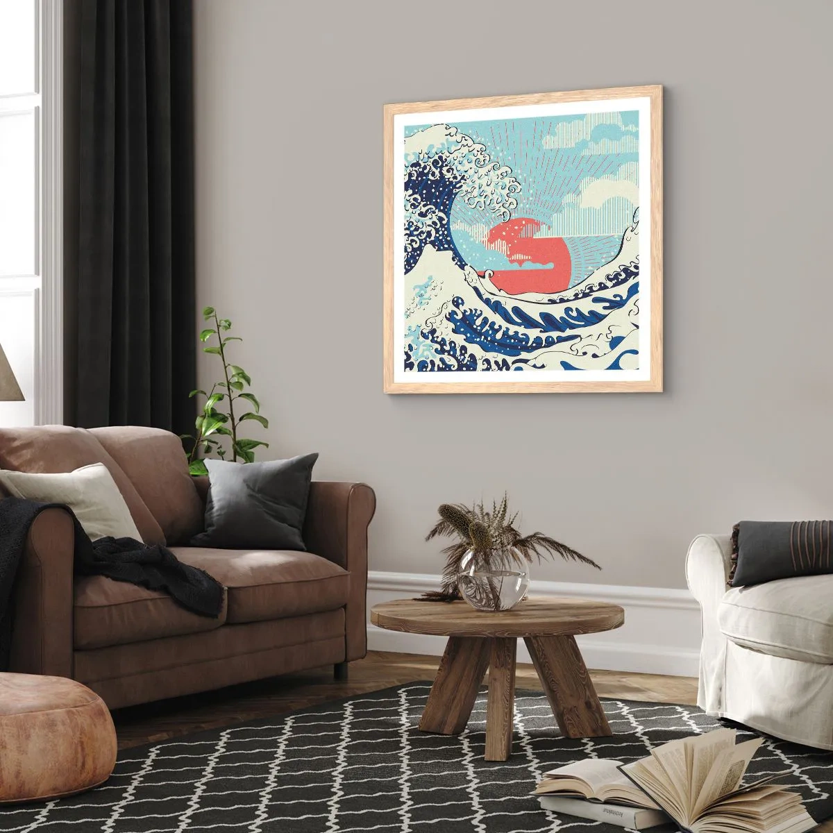 Poster in einem Rahmen aus heller Eiche - Von japanischer Inspiration - 50x50 cm