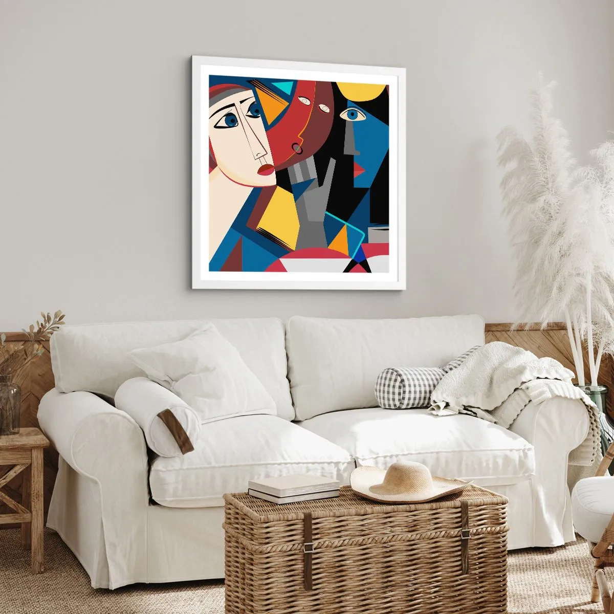 Poster in einem weißen Rahmen - Gespräch zwischen Kubisten - 30x30 cm
