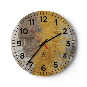 Wanduhr - Glasuhr - Goldene Explosion - 40x40 cm