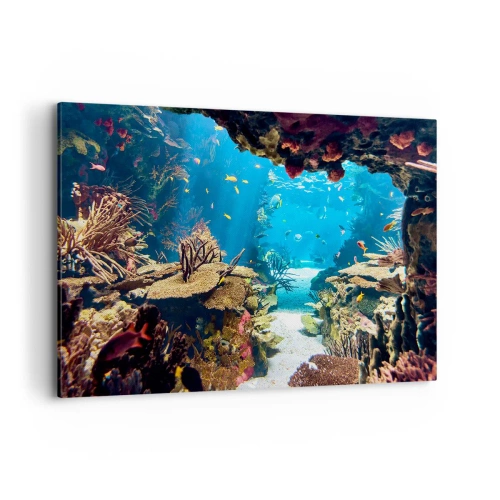 Bild auf Leinwand - Leinwandbild - Unterwasserwelt mit Korallenriff und Fischen - 120x80cm - Du hast es noch nicht einmal geträumt - Moderne Wanddekoration für Wohnzimmer und Schlafzimmer ARTTOR