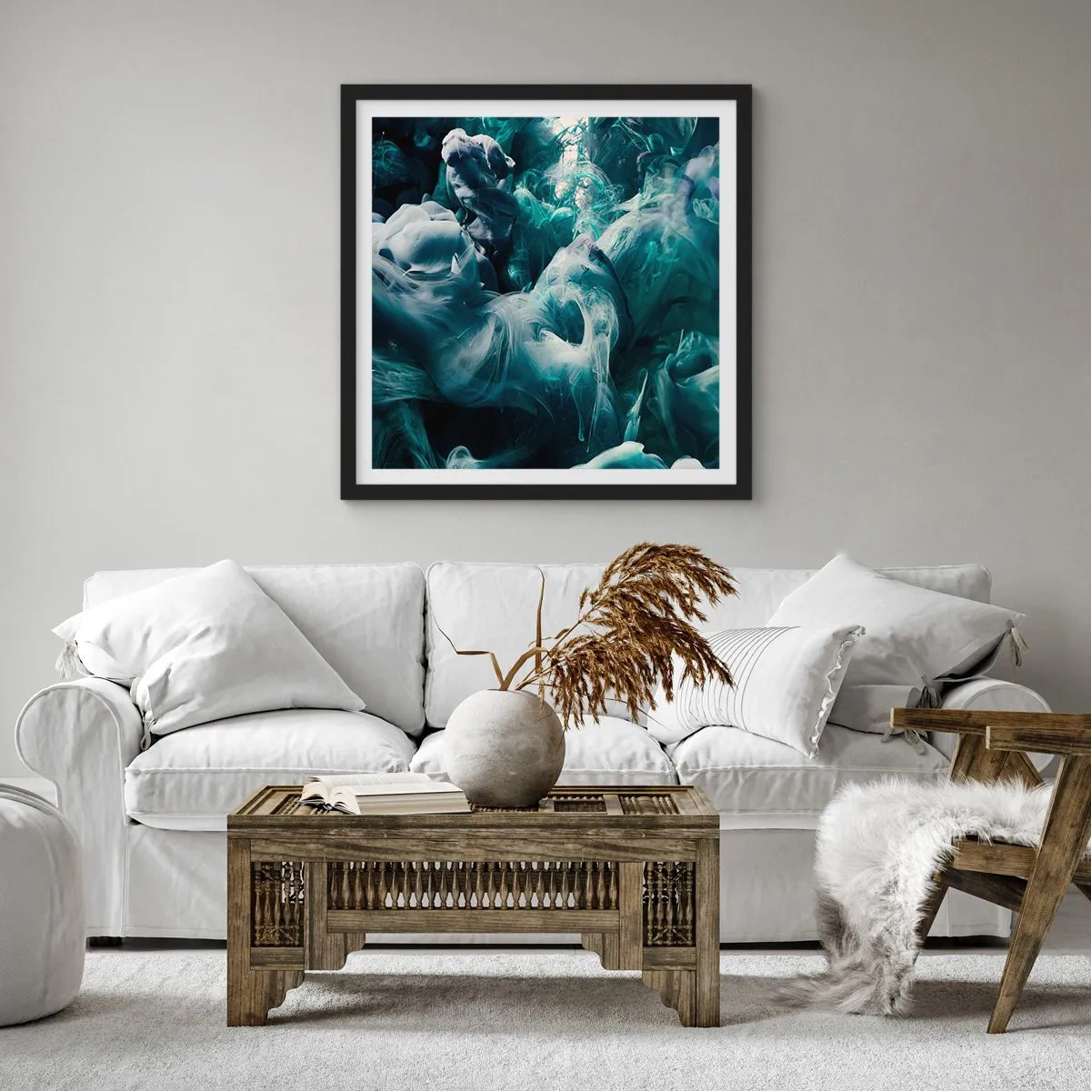 Poster in einem schwarzem Rahmen - Farbbewegung - 40x40 cm