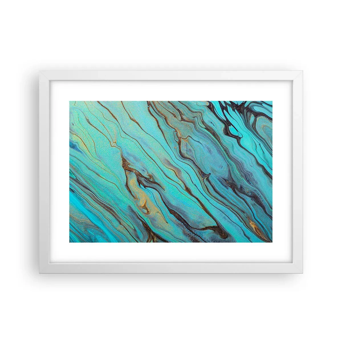Poster in einem weißen Rahmen - Türkisfarbene Flut - 40x30 cm