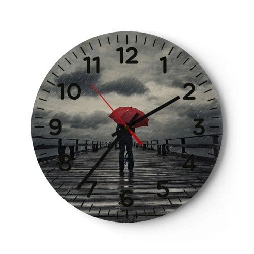 Wanduhr - Glasuhr - Es ist egal, dass es regnet - 40x40 cm