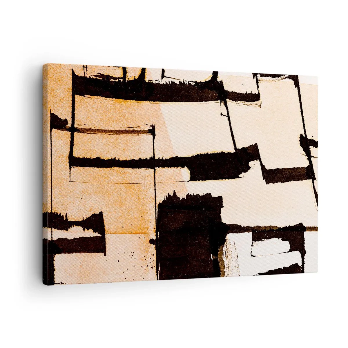 Bild auf Leinwand - Leinwandbild - Geometrische Muster in Braun- und Beigetönen - 70x50cm - Also doch Ordnung - Moderne Wanddekoration für Wohnzimmer und Schlafzimmer ARTTOR