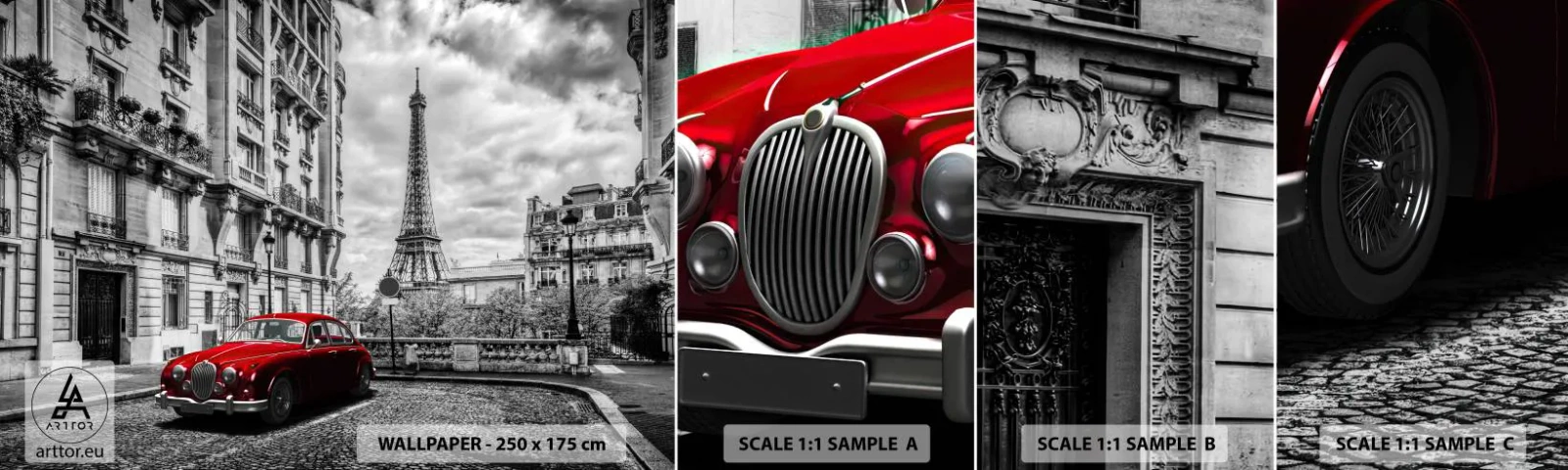 Fototapeten Muster Selbstklebend Deluxe Sticker - Raubtier in der Stadt - Stadt, Eiffelturm, Paris - 100x30 cm