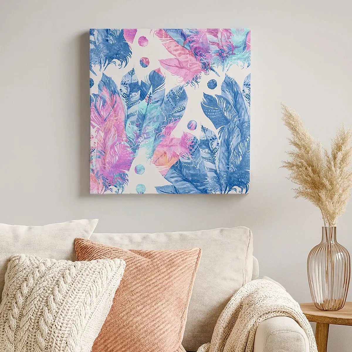 Bild auf Leinwand - Leinwandbild - Pflaumen in Pink und Blau - 30x30 cm