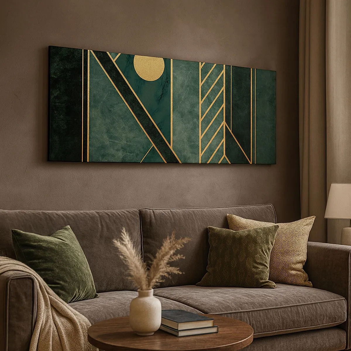 Bild auf Leinwand - Leinwandbild - Dynamik von Gold und Azurblau - 100x40 cm