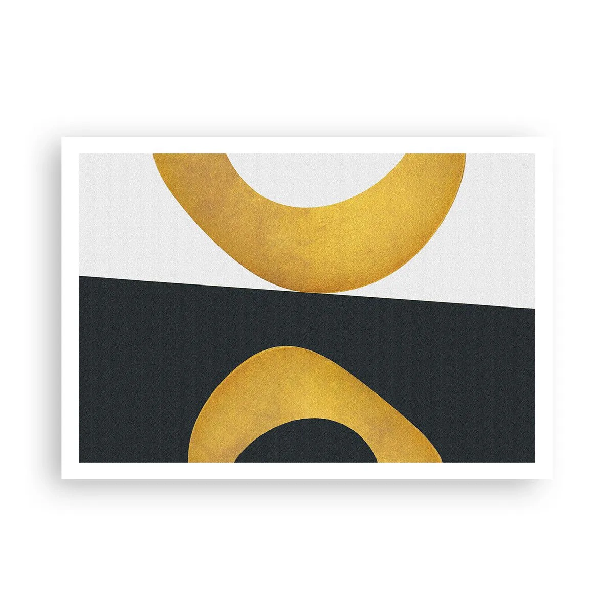 Poster - Geometrische Formen in Gold auf weißem und dunklem Hintergrund - 100x70cm - Erstens: Gold - Moderne Wanddekoration für Wohnzimmer und Schlafzimmer ARTTOR