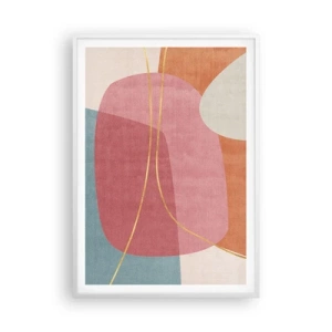 Poster in einem weißen Rahmen - Pastellkomposition mit Goldfaden - 70x100 cm