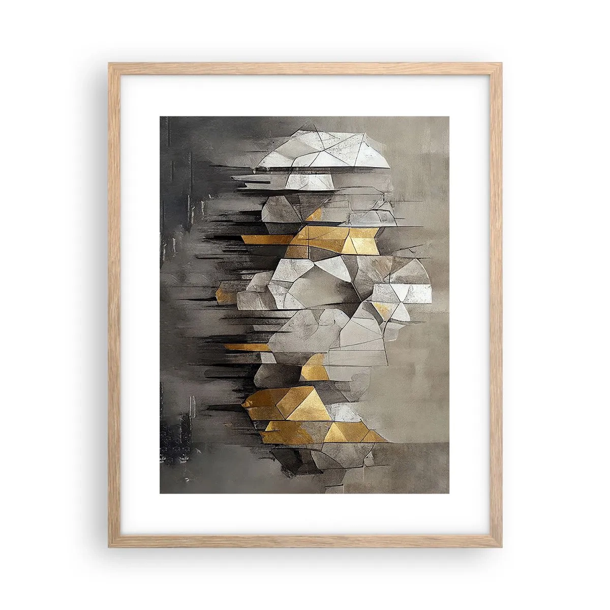 Poster in einem Rahmen aus heller Eiche - Komposition aus Eis und Licht - 40x50 cm