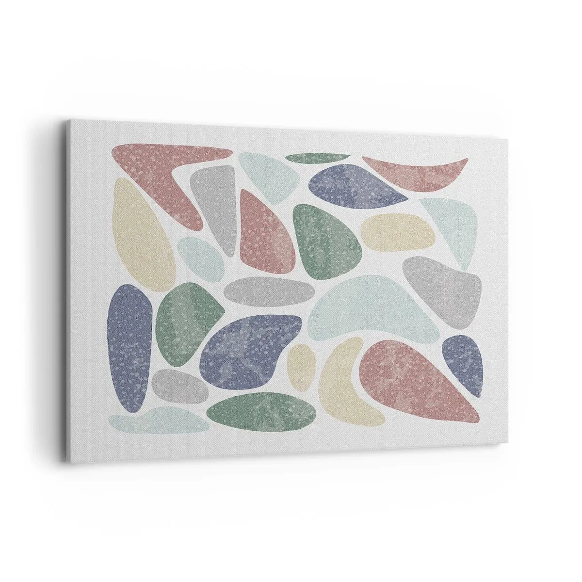 Bild auf Leinwand - Leinwandbild - Bunte organische Formen auf weißem Hintergrund - 120x80cm - Mosaik aus pulverförmigen Farben - Moderne Wanddekoration für Wohnzimmer und Schlafzimmer ARTTOR