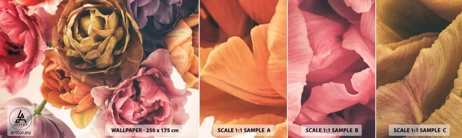 Fototapetenmuster Standard Eco - Eine Feier des Lebens - Blumenstrauß, Blumen, Pfingstrose - 100x30 cm