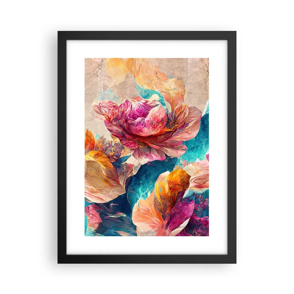 Poster in einem schwarzem Rahmen - Farbenpracht des Straußes - 30x40 cm