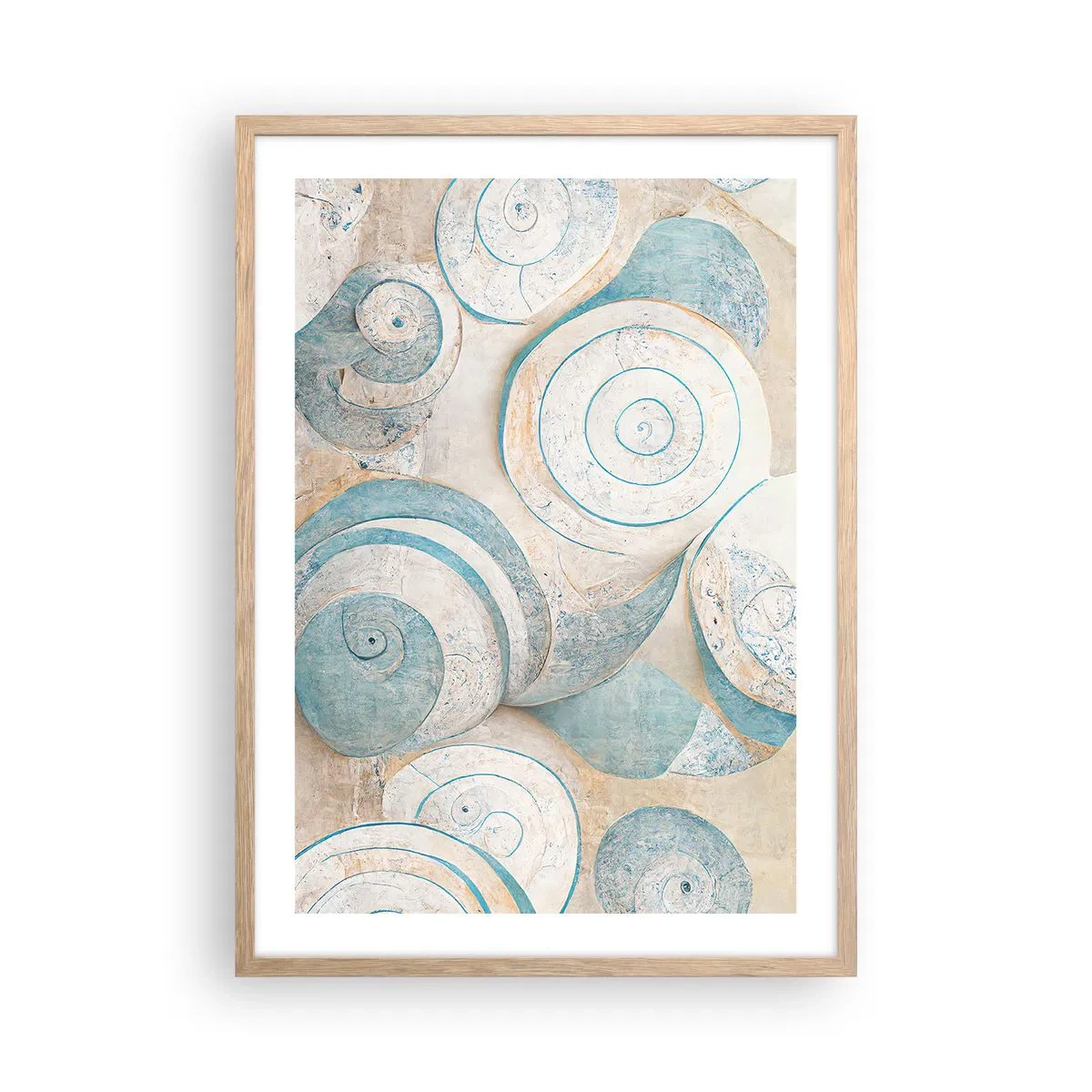 Poster in einem Rahmen aus heller Eiche - Was verbirgt sich in der Muschel? - 50x70 cm