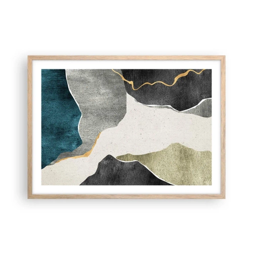 Poster in einem Rahmen aus heller Eiche - Mosaikkomposition mit Goldfaden - 70x50 cm