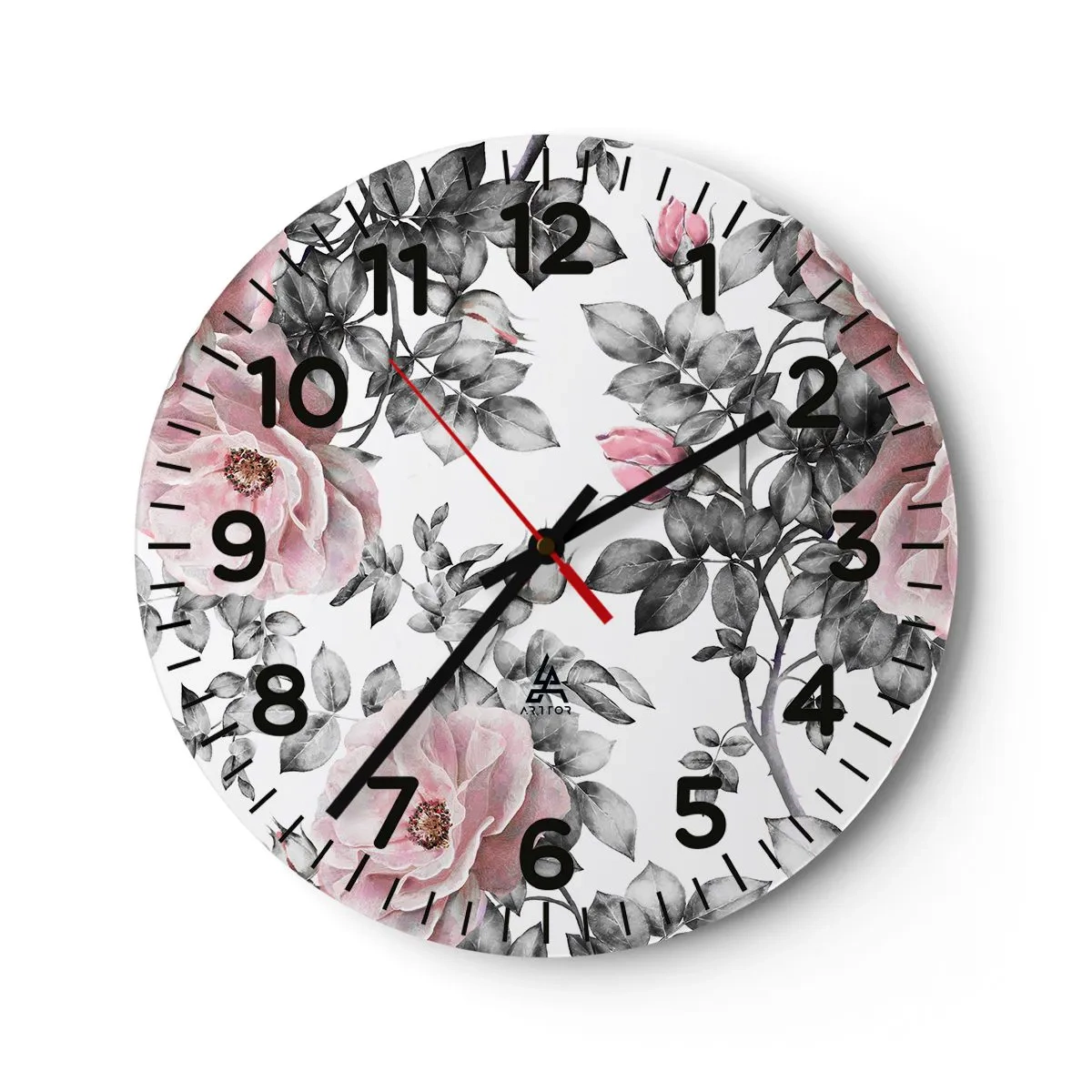 Wanduhr - Glasuhr - Verliere dich in den Blüten der Rosen - 40x40 cm
