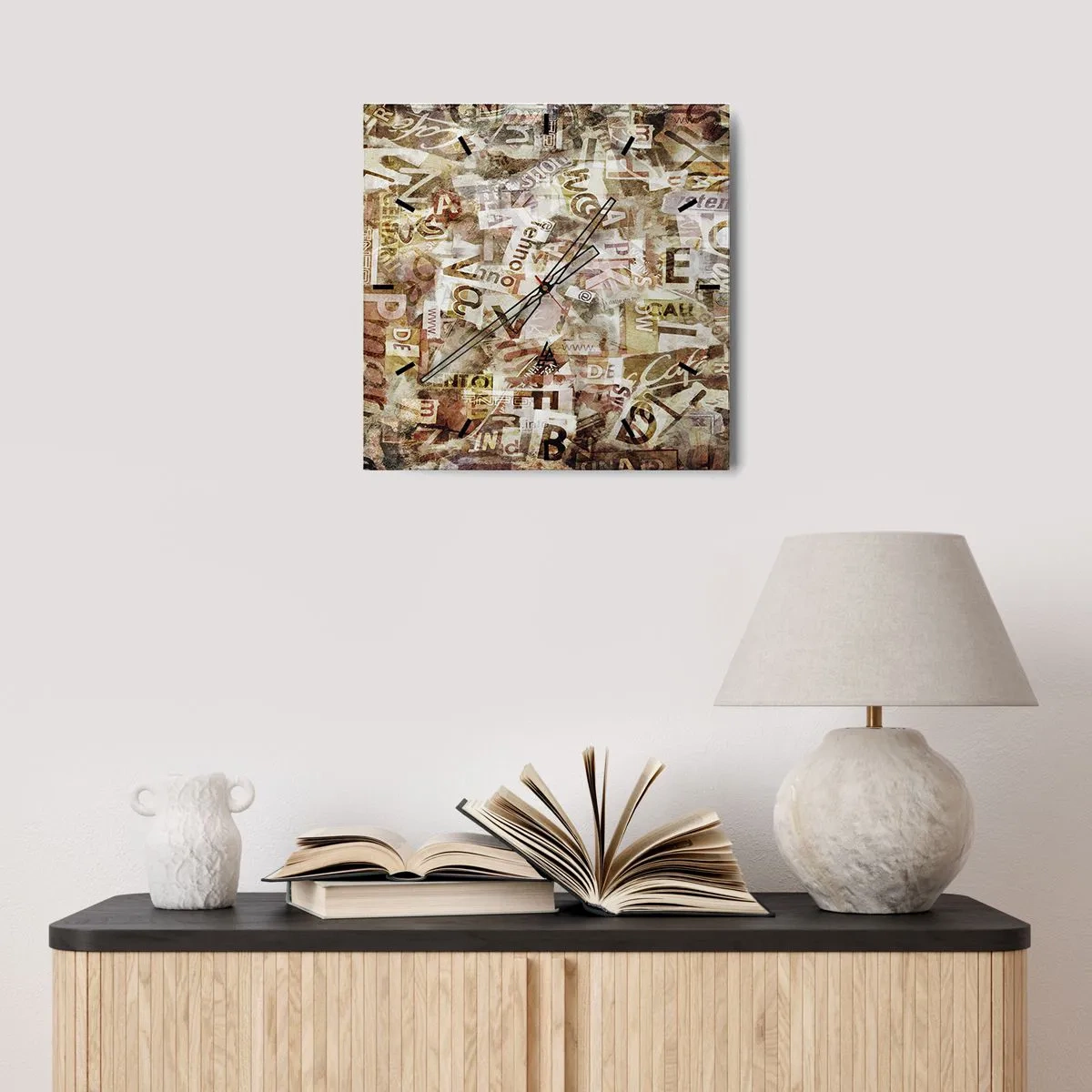 Wanduhr - Glasuhr - Ich vereinige das Geschwätz - 40x40 cm