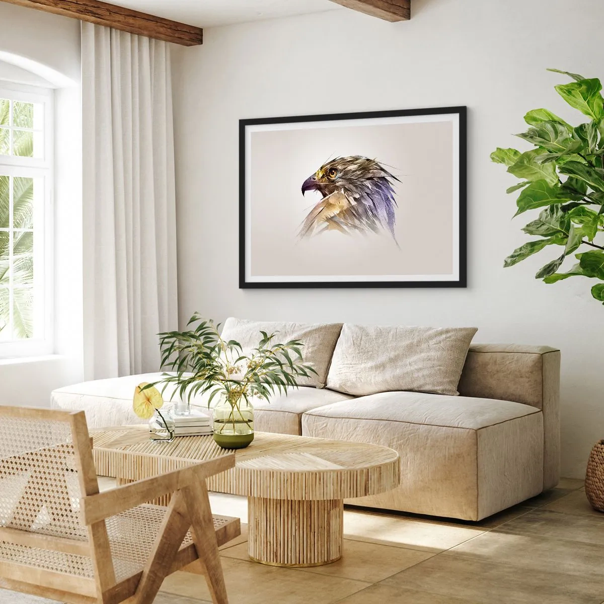 Poster in einem schwarzem Rahmen - Porträt eines Kriegers - 91x61 cm