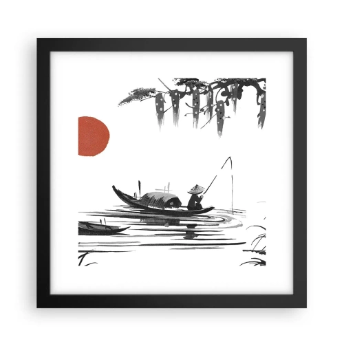 Poster in einem schwarzem Rahmen - Asiatischer Nachmittag - 30x30 cm