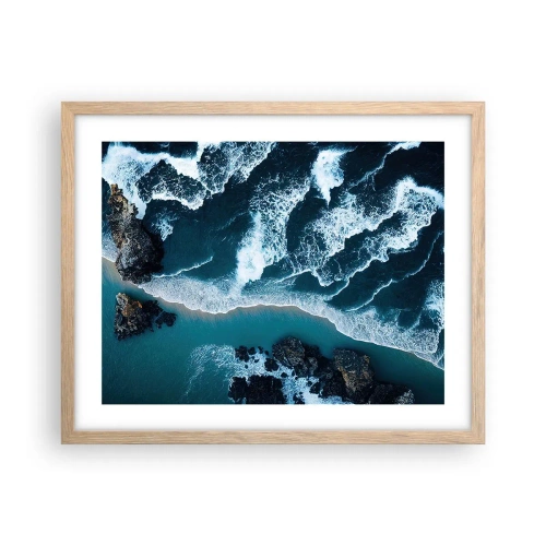 Poster in einem Rahmen aus heller Eiche - In Wellen gehüllt - 50x40 cm