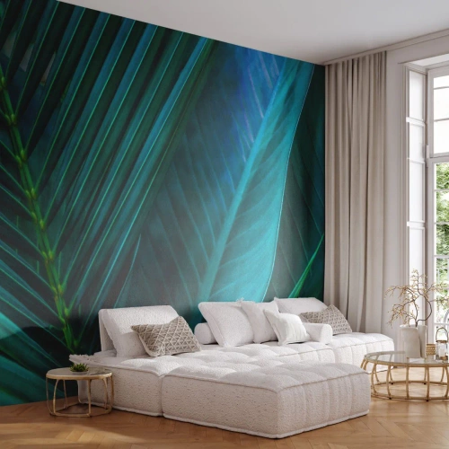Selbstklebende Fototapete Deluxe Sticker - Die Anatomie des Grüns - Grüne Blätter, Tropische Pflanze, Natur - 400x280 cm