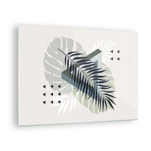 Glasbild - Bild auf glas - Eine moderne geometrische Blattkomposition - 70x50cm - Natur und Geometrie – zwei Ordnungen? - Moderne Wanddekoration für Wohnzimmer und Schlafzimmer ARTTOR