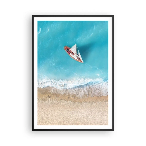 Poster in einem schwarzem Rahmen - An der Grenze von Blau und Gold - 70x100 cm