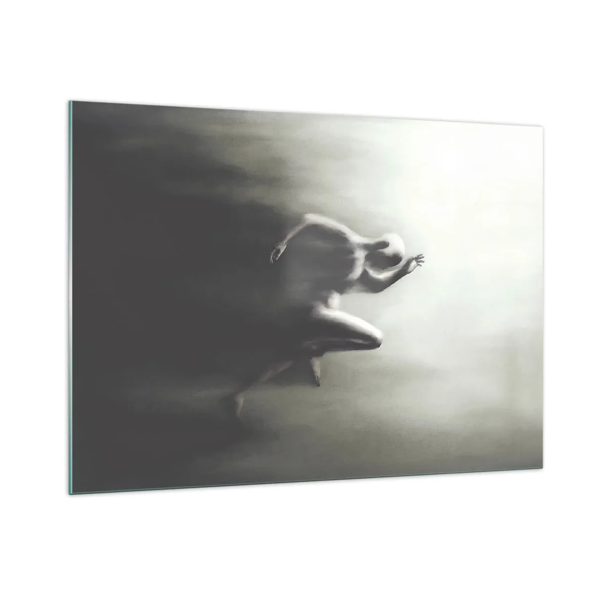 Glasbild - Bild auf glas - Dynamische Silhouette einer laufenden Figur in verschwommenem Licht - 100x70cm - Unwiderstehlich - Moderne Wanddekoration für Wohnzimmer und Schlafzimmer ARTTOR
