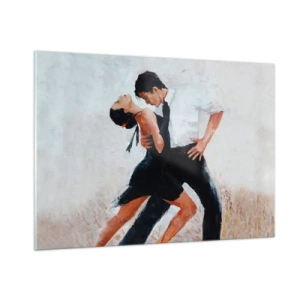Glasbild - Bild auf glas - Ein Paar tanzt Tango in einer dynamischen Pose - 100x70cm - Tango meiner Träume und Träume - Moderne Wanddekoration für Wohnzimmer und Schlafzimmer ARTTOR