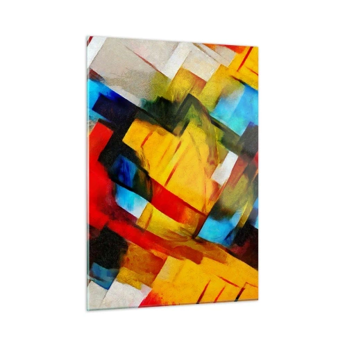 Glasbild - Bild auf glas - Abstrakte Komposition geometrischer Formen - 50x70cm - Ein bunter Interleaver - Moderne Wanddekoration für Wohnzimmer und Schlafzimmer ARTTOR