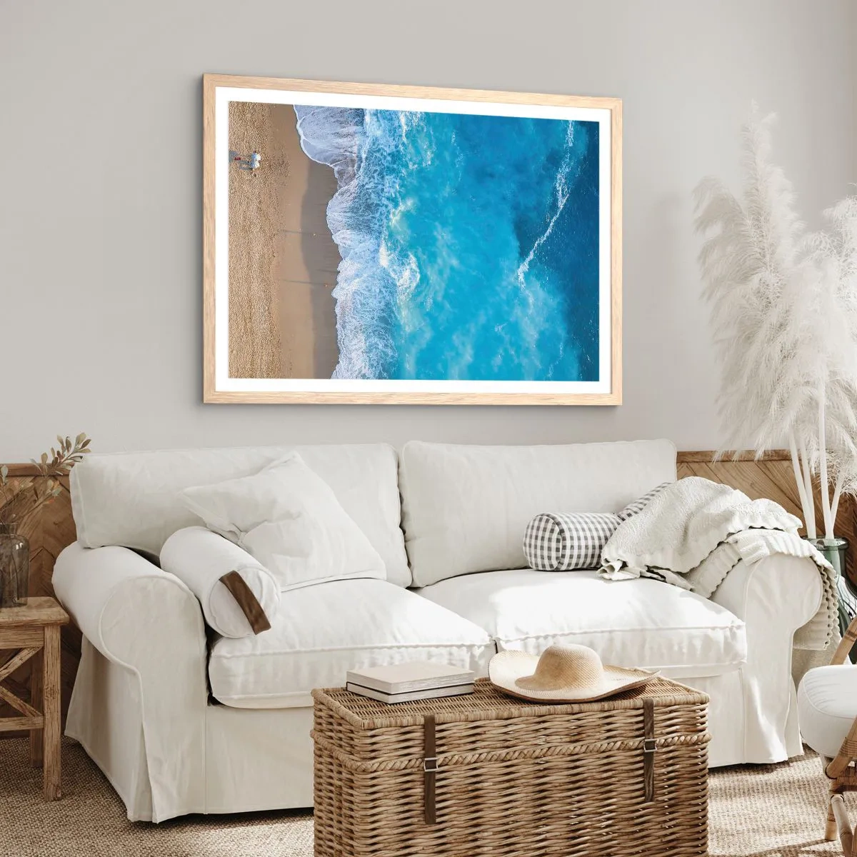 Poster in einem Rahmen aus heller Eiche - Die Kraft des Blaus - 100x70 cm