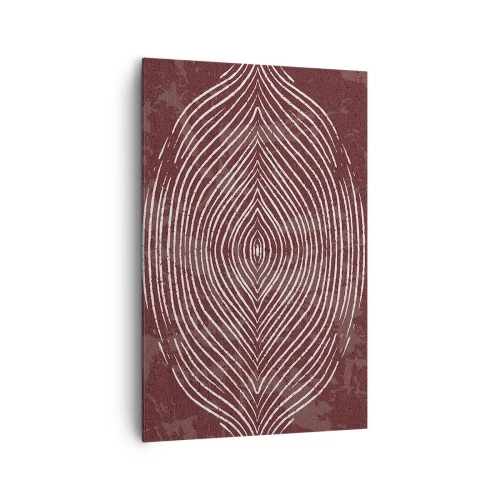 Bild auf Leinwand - Leinwandbild - Symmetrische Wellen in weißen Linien auf braunem Hintergrund - 80x120cm - Der Raum spricht - Moderne Wanddekoration für Wohnzimmer und Schlafzimmer ARTTOR