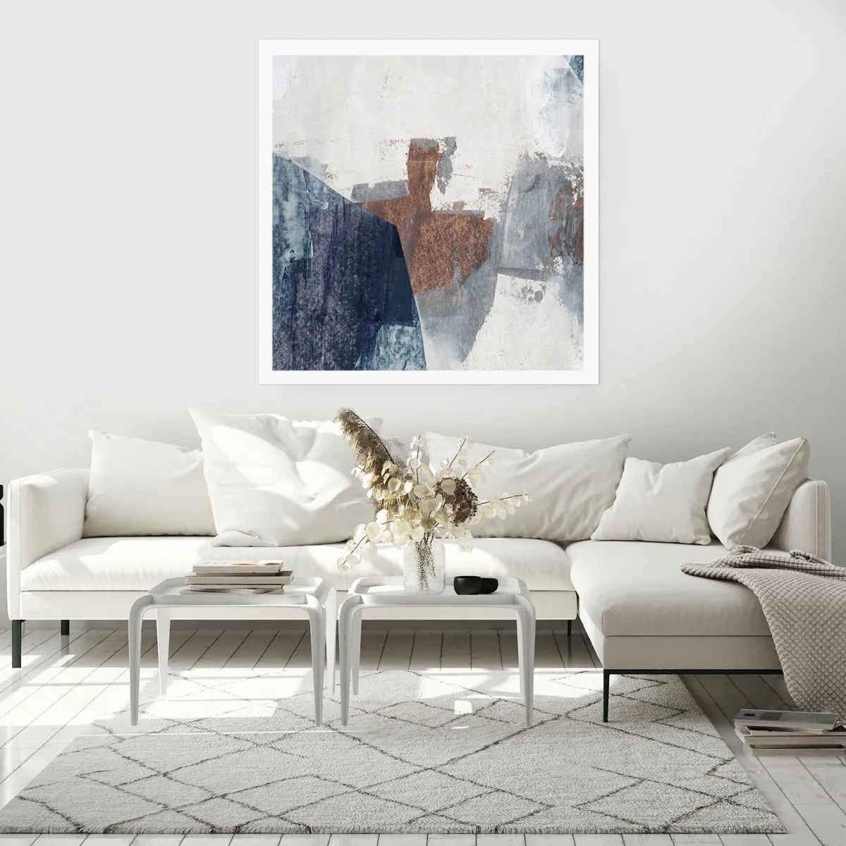 Poster - Blaue und braune Formen - 40x40 cm