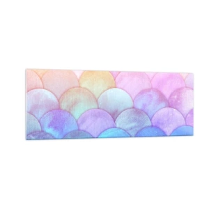 Glasbild - Bild auf glas - Abstrakte Schuppen in Pastelltönen - 140x50cm - Perlenschuppe - Moderne Wanddekoration für Wohnzimmer und Schlafzimmer ARTTOR