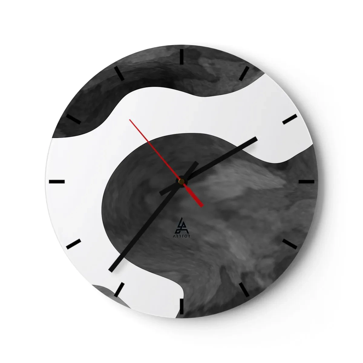 Wanduhr - Glasuhr - Abstrakte Schwarz-Weiß-Komposition im galaktischen Stil - 30x30cm - Milchstraße - Moderne Wanddekoration für Wohnzimmer, Küche und Schlafzimmer ARTTOR