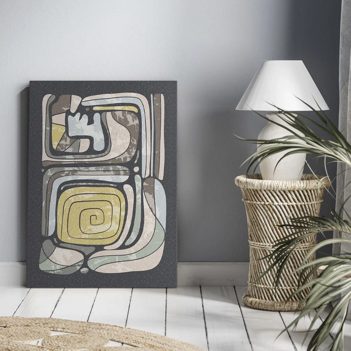 Bild auf Leinwand - Leinwandbild - Abstraktion im präkolumbianischen Geist - 45x80 cm
