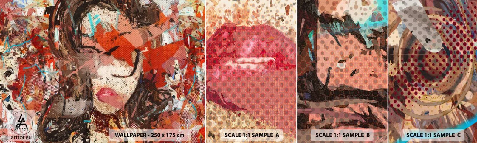 Fototapeten Muster Selbstklebend Deluxe Sticker - Niemand weiß, was du wirklich bist - Abstraktion, Porträt einer Frau, Grafik - 100x30 cm