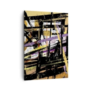 Bild auf Leinwand - Leinwandbild - Abstrakte Linien und Formen auf beigem Hintergrund - 50x70cm - Ein scharfer Schnitt - Moderne Wanddekoration für Wohnzimmer und Schlafzimmer ARTTOR