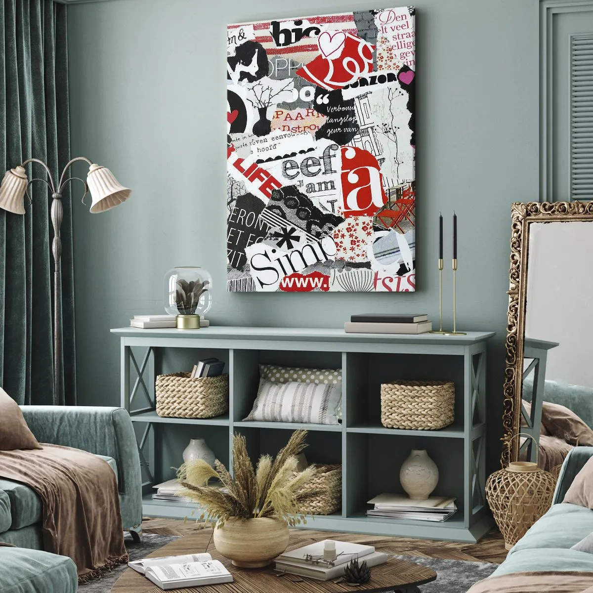 Bild auf Leinwand - Leinwandbild - Hipster-Collage - 45x80 cm
