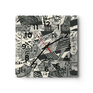 Wanduhr - Glasuhr - Die Dynamik der Gegenwart - 40x40 cm