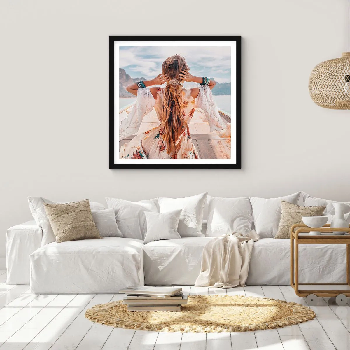 Poster in einem schwarzem Rahmen - Auf dem Weg zum Glück - 60x60 cm