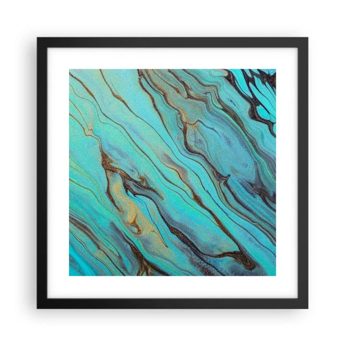 Poster in einem schwarzem Rahmen - Türkisfarbene Flut - 40x40 cm