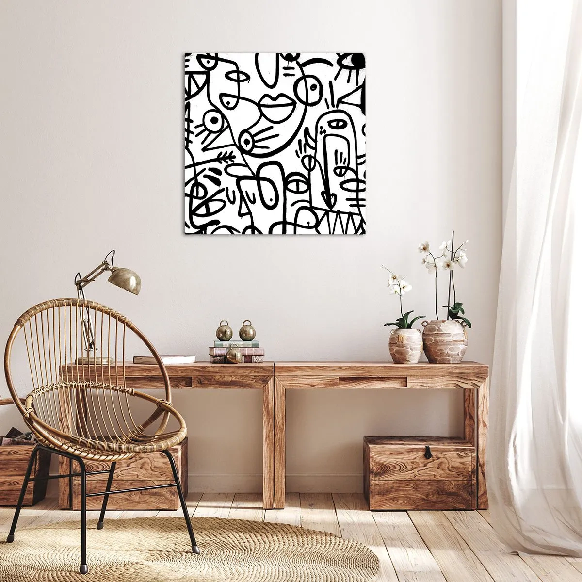 Bild auf Leinwand - Leinwandbild - Gesichter und Luftspiegelungen - 70x70 cm